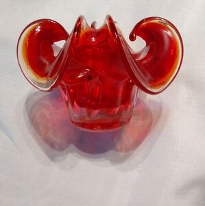 Crystal Brand Vintage Ruffled Crimped Art Glass Vase